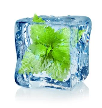 Ice cube and mint Stock Photos