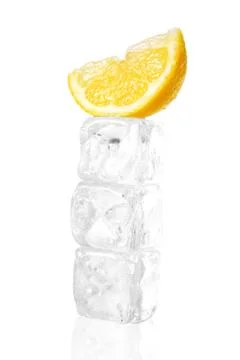 Ice cube and orange Stock Photos
