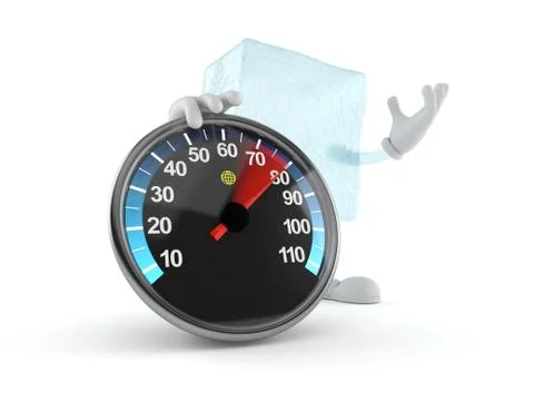 Ice cube character with speed meter イラスト素材