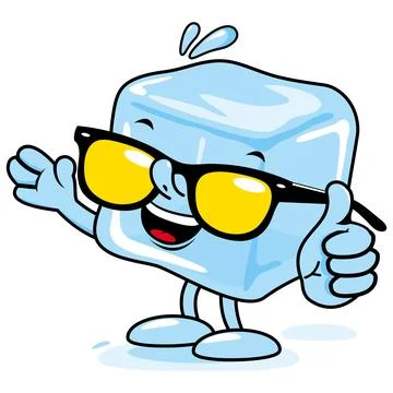 Ice cube character. Vector illustration. イラスト素材