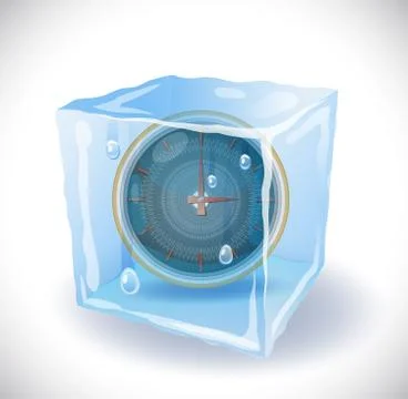 Ice cube with clock Illustrazione stock