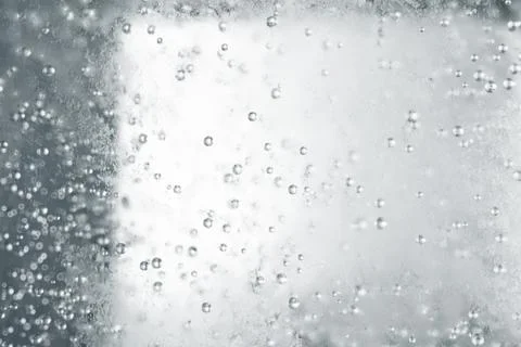 Ice cube close up with bubbles inside, ice texture 3d illustration Stock Illustration
