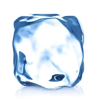 Ice cube close-up isolated on a white background. Stock Photos