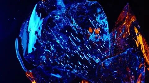Ice cube on color fire light. abstract wallpaper Stock Footage 273253266