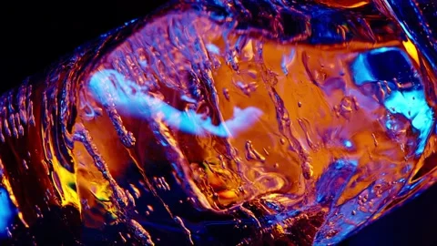 Ice cube on color fire light. abstract wallpaper Stock Footage 275538070
