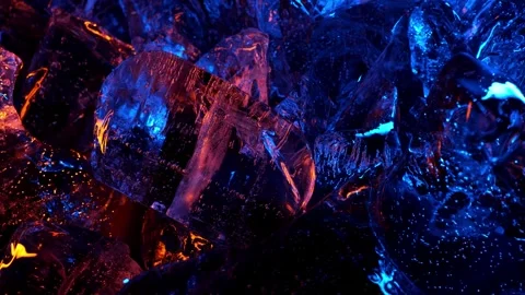 Ice cube on color fire light. abstract wallpaper Stock Footage 282346241