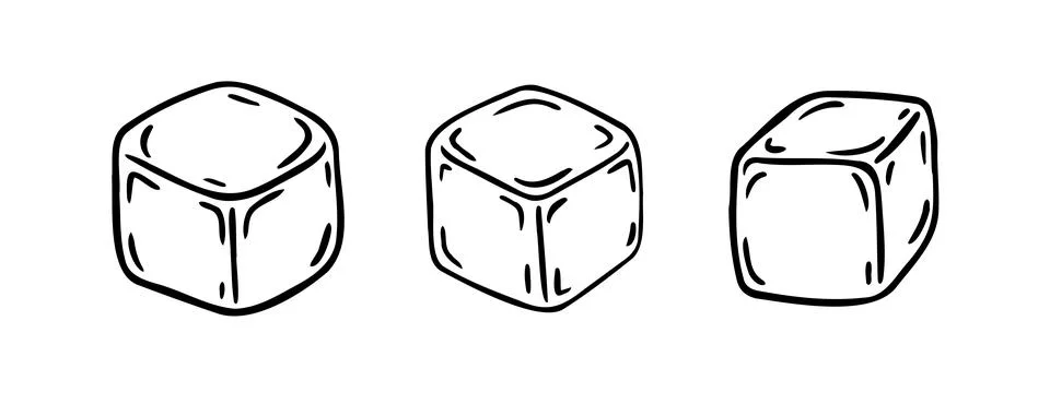 Ice cube doodle icon single isolated sign Icy cube symbol Hand drawn sketch Stock Illustration