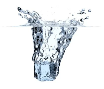 Ice cube dropped to water Illustrazione stock