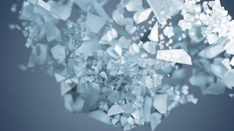 Ice cube explosion in slow motion cg 3d animation with alpha matte Stock Footage 105620723