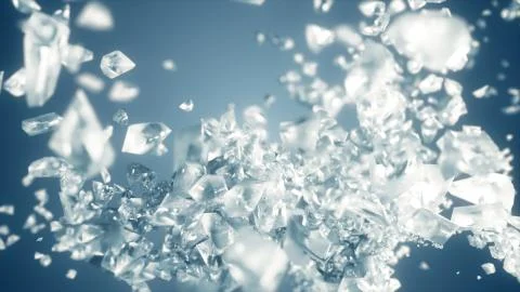 Ice cube explosion in slow motion 3d illustration 스톡 일러스트