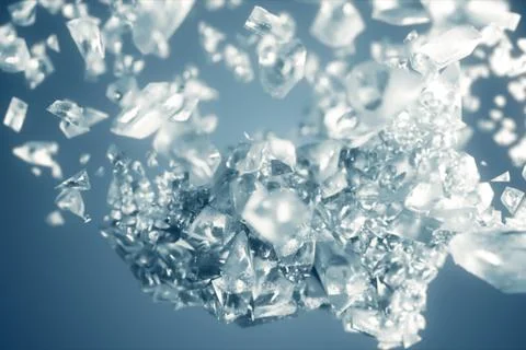 Ice cube explosion in slow motion 3d illustration 스톡 일러스트