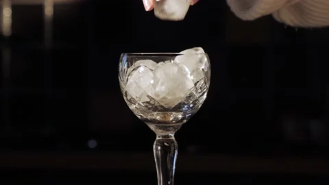 Ice Cube Fall Into Glass - 4k Slow Motion - Drinks, Party, Celebration Concept Stock Footage 130747766