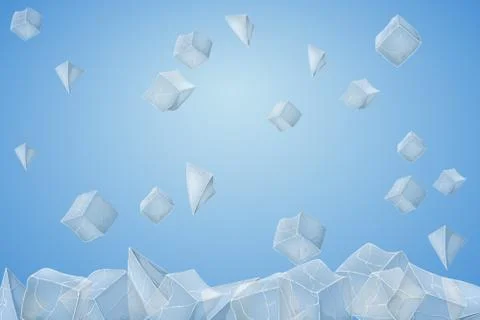 Ice cube falling down. 스톡 일러스트