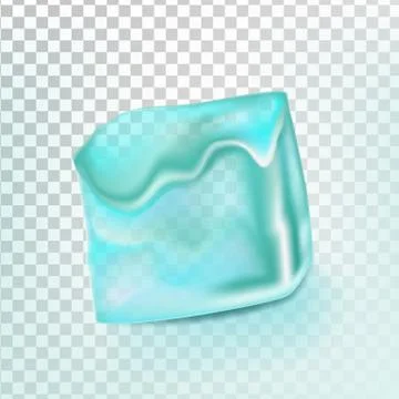Ice Cube Isolated Transpatrent Vector. Clean Cold Crystal Icon. Shiny Coctail Stock Illustration