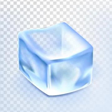 Ice Cube Isolated Transpatrent Vector. Cool Glass Drink. Iced Liquid. Shiny Stock Illustration