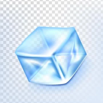 Ice Cube Isolated Transpatrent Vector. Blue Ice Water Block. Cool Glass Drink Stock Illustration