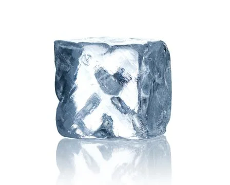 Ice cube isolated on white background Stock Photos