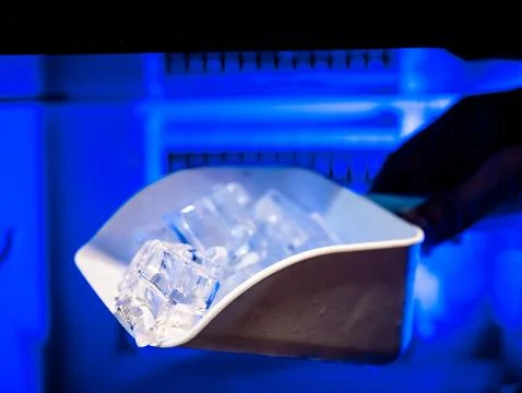 Ice cube maker machine for home cafe bar kitchen catering equipment. Stock-Fotos