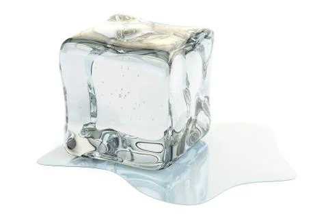 Ice Cube Melting, 3D rendering Stock Illustration