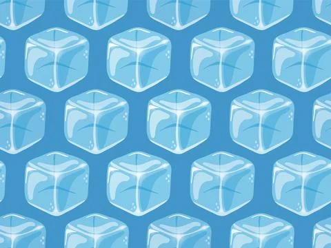 Ice cube seamless pattern on blue background 스톡 일러스트