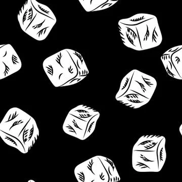 Ice cube sketch seamless pattern on blackboard. Monochrome ice cube endless w Illustrazione stock