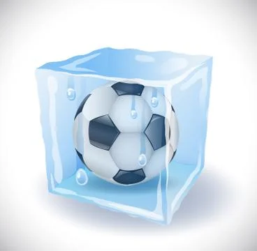 Ice cube with soccer ball Illustrazione stock