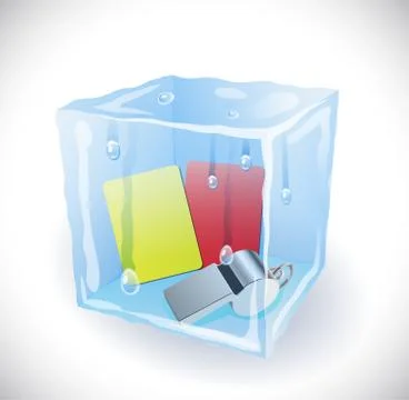 Ice cube with soccer set. Stock Illustration