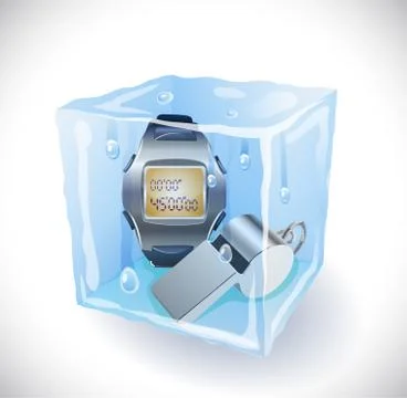 Ice cube with soccer set. Stock Illustration