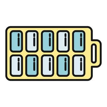 Ice cube tray with blue ice water vector Stock Illustration
