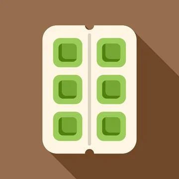Ice cube tray with green cubes flat icon Illustrazione stock