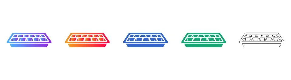 Ice Cube Tray Icon Set for Kitchenware Stock Illustration