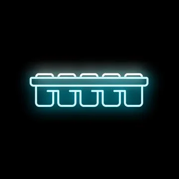 Ice cube tray neon glowing kitchen appliance icon Stock Illustration