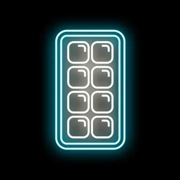 Ice cube tray neon outline icon glowing Stock Illustration