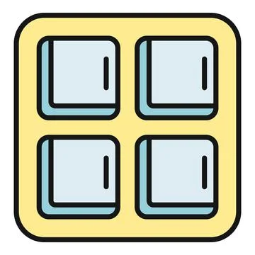 Ice cube tray with square frozen cubes icon Stock Illustration