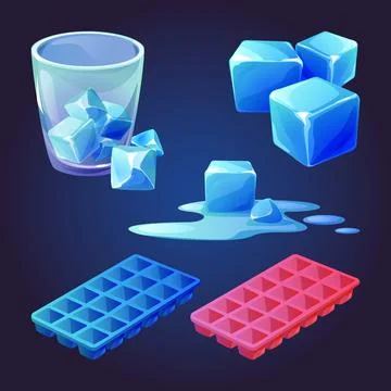Ice cube tray vector. Melt water mold cartoon icon Illustrazione stock