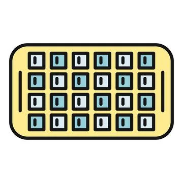 Ice cube tray with water freezing inside cubicles Stock Illustration