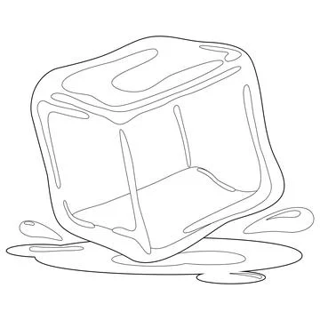 Ice cube. Vector black and white coloring page. Stock Illustration