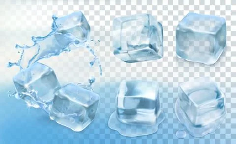Ice cube, vector set with transparency Stock Illustration