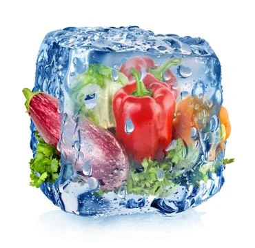 Ice cube with vegetables Illustrazione stock