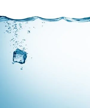 Ice cube in water Stock Photos