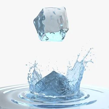Ice Cube Water Splash 3D Model