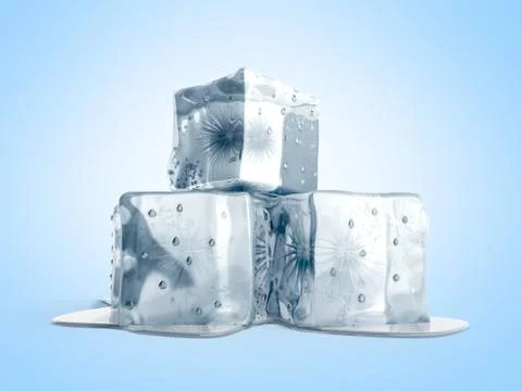Ice cubes 3d render on blue background イラスト素材