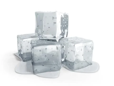Ice cubes 3d render on white background イラスト素材