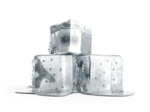 Ice cubes 3d render on white background イラスト素材