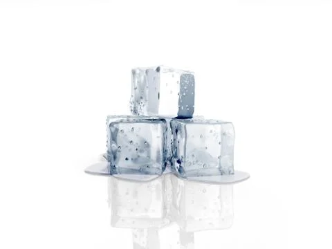 Ice cubes 3d render on white background 스톡 일러스트