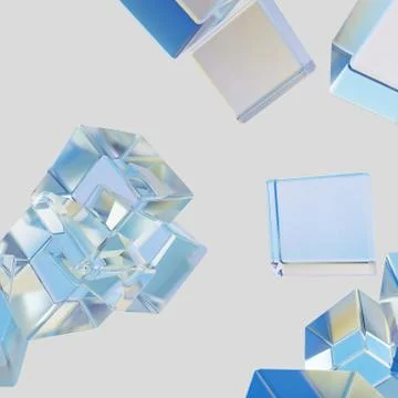 Ice cubes. Abstract background of ice structure, 3D rendering 스톡 일러스트
