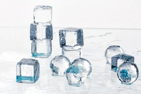 Ice cubes and balls Stock Photos