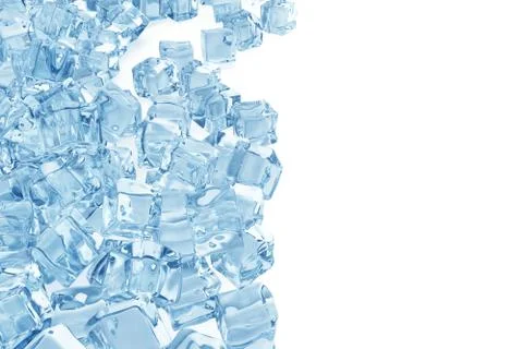 Ice cubes background, pile of blue ice cubes. 3d rendering Stock Illustration