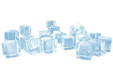 Ice cubes background, pile of blue ice cubes. 3d rendering Stock Illustration