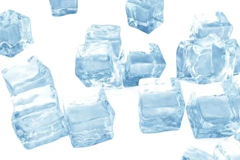 Ice cubes background, pile of blue ice cubes. 3d rendering Stock Illustration